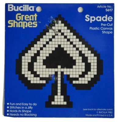 Yarn Art Shape Spade From Playing Cards 5" Pre Cut Plastic Canvas Art Craft  - Image 1 of 4