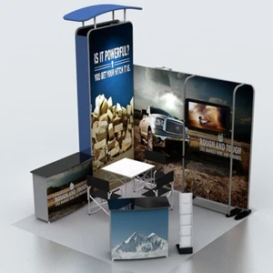 10ft portable custom fabric trade show display booth Set with counter lights - Picture 1 of 6