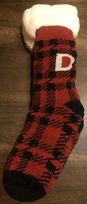 Calcetines Medias Navidad Gina Group Talla 9-11 Rojo/Negro Letra “D” Monograma Foto 1 de 2