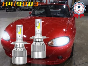 For Mazda MIATA 1999-2000 - Pair LED Headlight H4 9003 6000K White High/Low Beam - Picture 1 of 12