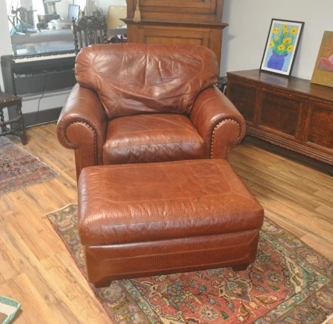 Stickley Leather Collection "Santa Fe" Club Chair & Ottoman Cover