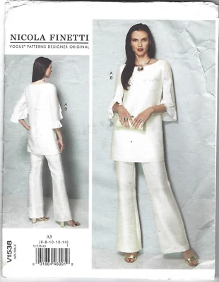 Vogue Sewing Pattern 1538, Nicola Finetti TUNIC, JUMPSUIT, Size 6 - 14, New - Image 1 of 2