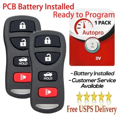 2 para Nissan Altima 2002 2003 2004 2005 2006 mando a distancia entrada sin llave coche llavero Foto 1 de 4