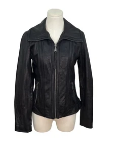 Michael Kors klassische Lederjacke Damen schwarz mit Reißverschluss Gr. S - Bild 1 von 9