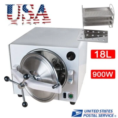 Autoclave dental 18L esterilizador vacío vapor manómetro máquina de exhibición EE. UU. Foto 1 de 4