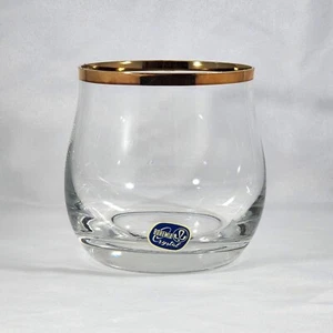 Bohemia Crystal Gold Rim Whiskey Tumbler Czech Scotch Old Fashion Cocktail Glass - Picture 1 of 6