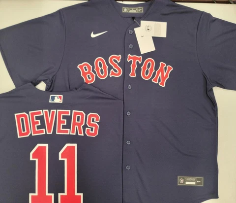 30310 Nike BOSTON RED SOX DEVERS ORTIZ VARITEK Sewn Baseball JERSEY BLUE NWT Cover