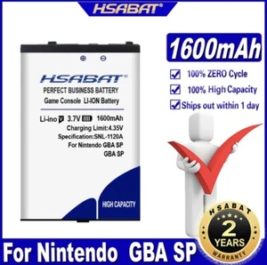 Nintendo Gameboy Advance SP Battery Replacement 1600 MAH HSABAT GBA Lithium Ion - Picture 1 of 7