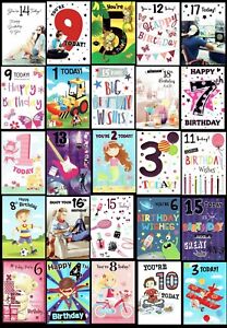 BIRTHDAY CARD AGE 1 TO 18 ~ MALE OR FEMALE ~ BOY OR GIRL ~ only 99p each