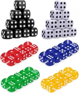 DICE SET 10 20 50 Pk Pack Red White Blue Green Black Large Dices for Board Games - Picture 1 of 11