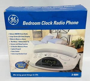 Vintage GE Corded Clock Radio Phone White 2-9291 - Zdjęcie 1 z 13