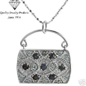  Handbag Necklace w/2.01ctw Genuine Sapphires & Topazes - Picture 1 of 2