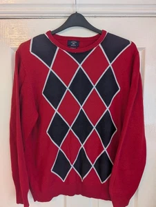 Suéter de golf Cutter And Buck para hombre talla M ajuste europeo rojo y negro - Imagen 1 de 8