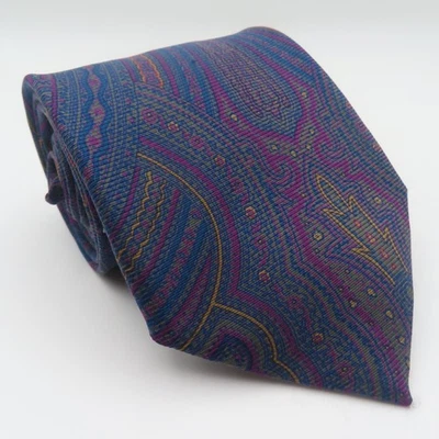 Corbata Brooks Brothers Azul Rojo Amarillo Cachemira 3.5" Ancho 57" Largo EE. UU. Seda Foto 1 de 4