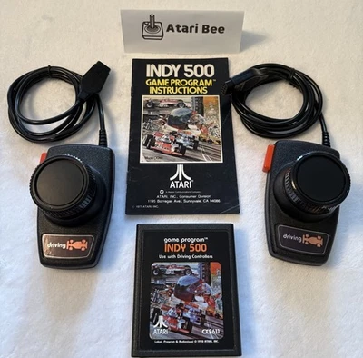 TESTED Atari 2600 Indy 500 Game W/ManualVGC 2 Driving Controllers Bundle - Video - Image 1 of 4