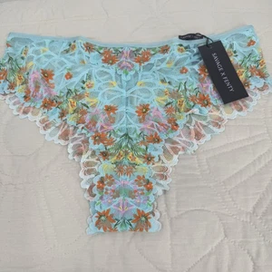 Bragas Savage X Fenty para mujer 1X azul floral encaje descarado bikini ropa interior - Imagen 1 de 6