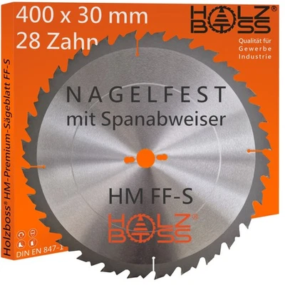 Holzboss ® HM-Sägeblatt 28 x Zahn FF-S 400 x 30 mmØ Nagelfest mit Spanabweiser - Bild 1 von 4