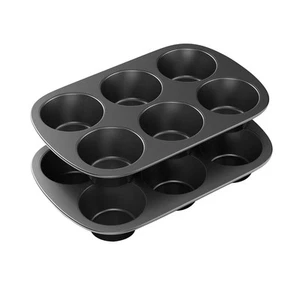 2 Pack Nonstick Muffin Pan, Carbon Steel Cupcake Pan, 6 Cup, Easy to Clean an... - Picture 1 of 5