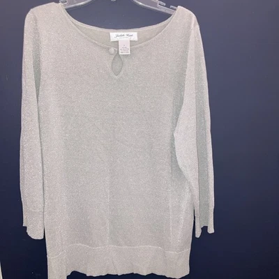 Suéter Judith Hart Grande Plata Brillante Mezcla Seda Fiesta Año Nuevo Navidad Foto 1 de 4