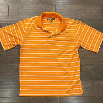 Pebble Beach Men's Orange Striped Golf Polo Shirt S - Image 1 of 4