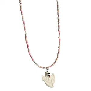 Creative Halloween Pendant Necklace Acrylic Beaded Collar Necklaces Jewelry - Picture 1 of 12