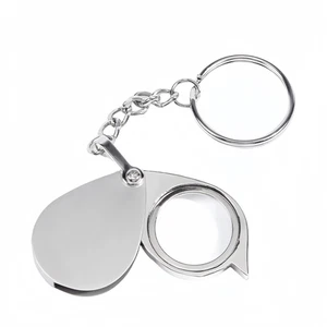 10X Folding Pocket Magnifier with Keychain Zinc Alloy Optical Glass Loupe - Bild 1 von 12