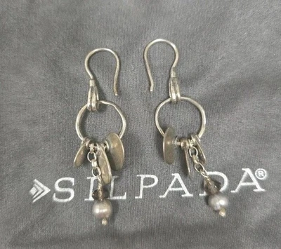 Pendientes colgantes Silpada de plata esterlina disco cuarzo ahumado cobre perlas W1550 Foto 1 de 2