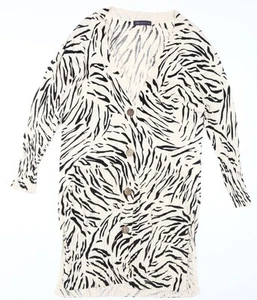 Marks and Spencer Women Beige Zebra Print Cardigan L - Picture 1 of 12