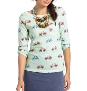 Anthropologie Postmark Bicycle Pullover Top Sz Large Multicolor Bikes 3/4 Sleeve - Picture 1 of 12