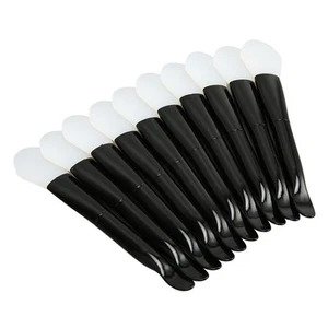 10pcs Facial Mask Brush Dual Sided With Spoon Soft Silicone Black Handle Mas FAD - Picture 1 of 24