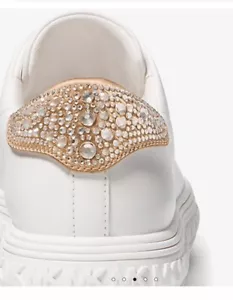 Michael Kors Grove Lace Up Low Top Sneakers Leather Optic White Size 9 ❤️❤️❤️❤️ - Picture 1 of 5