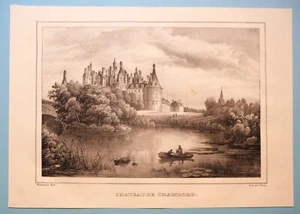 Lithograph C. Motte View Château de France CHAMBORD after Renoux 1828 - Picture 1 of 1