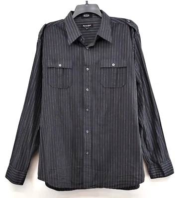 Eighty Eight Shirt Mens 2XL Black Pin Striped Long Sleeve Casual Button Up - Image 1 of 4