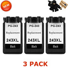 3 Pk Pg243xl 243Xl Black Ink For Canon Pixma Ip2820 Mg2520 Mg2550 Mg2920 Mx490
