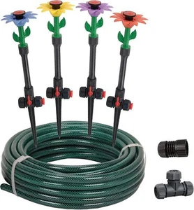  Above-Ground 50 Ft Garden Hose and Sprinkler System, DIY Plant Watering Set - Picture 1 of 6