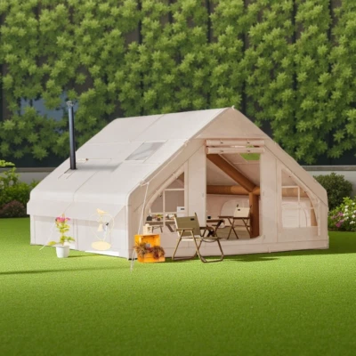 Okcora Portable Inflatable Camping Tent 8 Person Waterproof w/ Stove Jack Window - Image 1 of 4