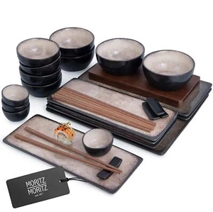 Sushi Set Geschirr Service Sushigeschirr Teller Schüssel Dip Schale Japan Beige - Bild 1 von 8