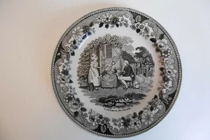 ANCIENNE ASSIETTE CREIL MONTEREAU "L'AMOUREUX DU VILLAGE" XIXème - Imagen 1 de 4