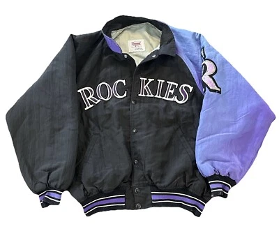 Jaqueta Colorado Rockies Starter grande preta botão coleção diamante - Imagem 1 de 4