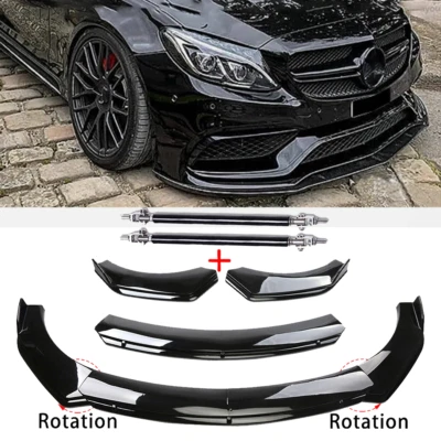 Front Bumper Lip Splitter Spoiler Gloss Black For Mercedes-Benz C180 C200 C230  - Image 1 of 4