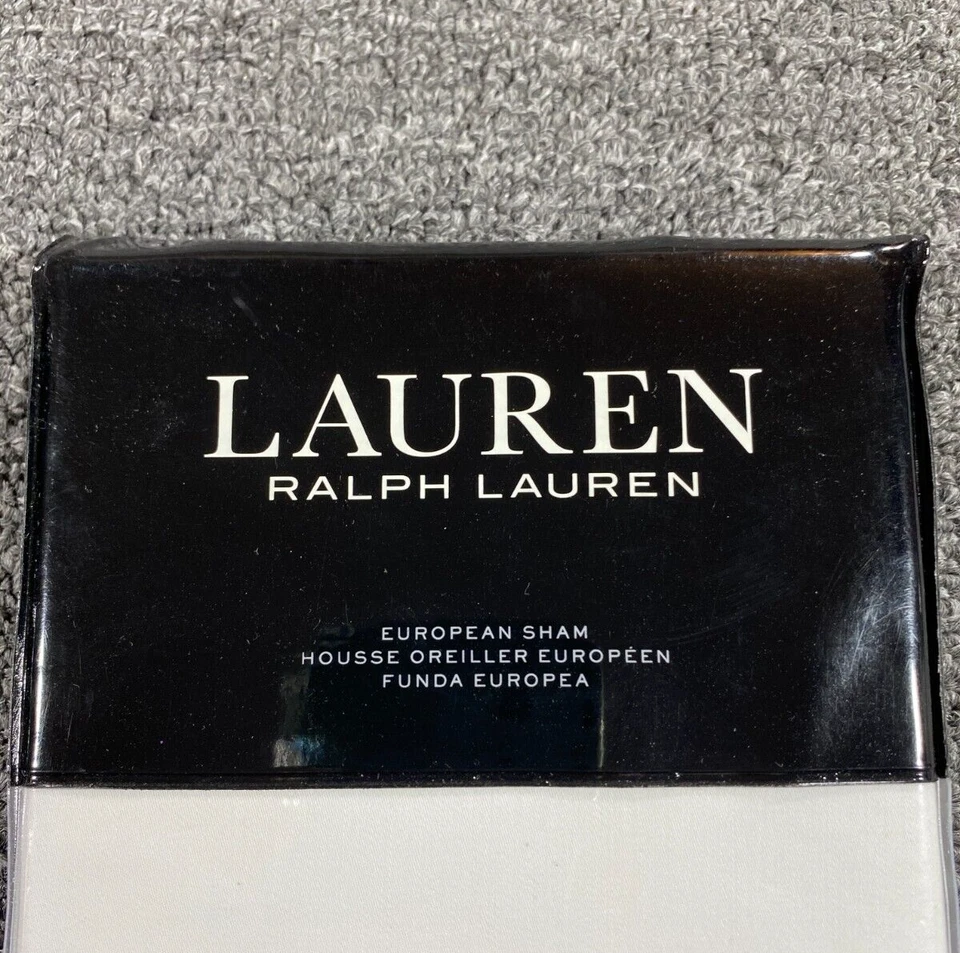 Ralph Lauren European Sham 300 Thread Count Beige SPENCER BORDER SATEEN - Image 1 of 4