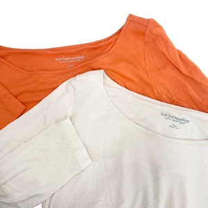 SOFT SURROUNDINGS Womens Sz S LOT OF 2 Josephine Ruched Sides Long-Sleeve Shirts - Picture 1 of 10