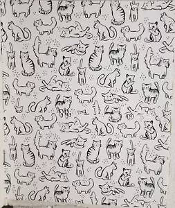 Set Of 2 Same Plastic Printed Placemats, 11"x17", BLACK & WHITE CATS, HL - Picture 1 of 15