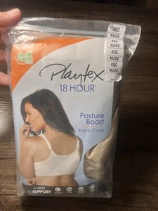 Playtex 18 Hour Posture Boost Front Close Bra Size 40C Nude NEW - Picture 1 of 13