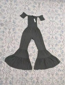 New Green and Yellow Olivaceous Bell Bottom Jumpsuit - Picture 1 of 6