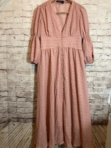 OPT One Pretty Time Prairie Dress Womens Medium Pale Pink Cottage Peasant Flowy - Picture 1 of 16