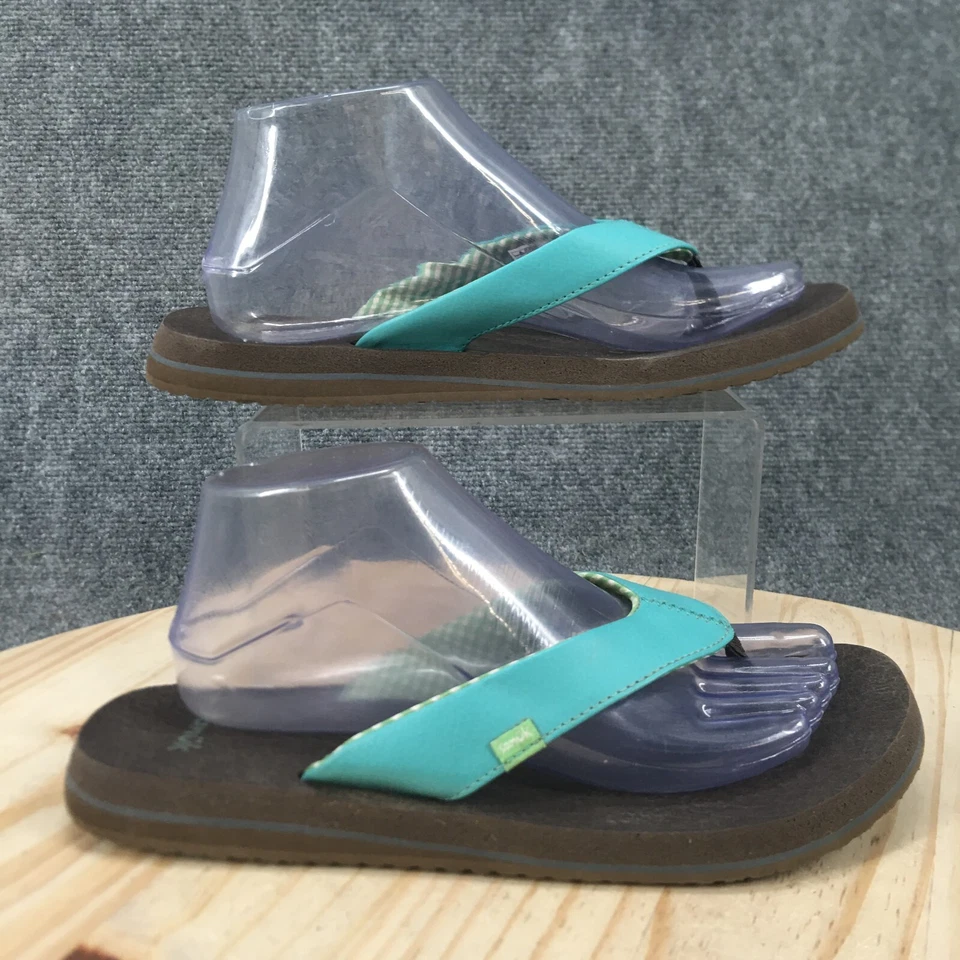 Sandalias Sanuk para mujer 9 estera de yoga chanclas puntera azul sin cordones planas SWS2908 Foto 1 de 4