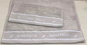 NAUTICA ~Set of 2~ Classic Logo Hand Towel & Washcloth in Wheat ~ - Picture 1 of 3