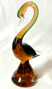 Vintage Murano Hand Blown Amberina Art Glass Bird Swan Gold Fleck Beak - Picture 1 of 8
