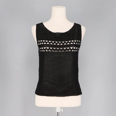 Camiseta sin mangas PHILSOPHY DI ALBERTA FERRETTI crochet punto abierto negra talla 8 Foto 1 de 4